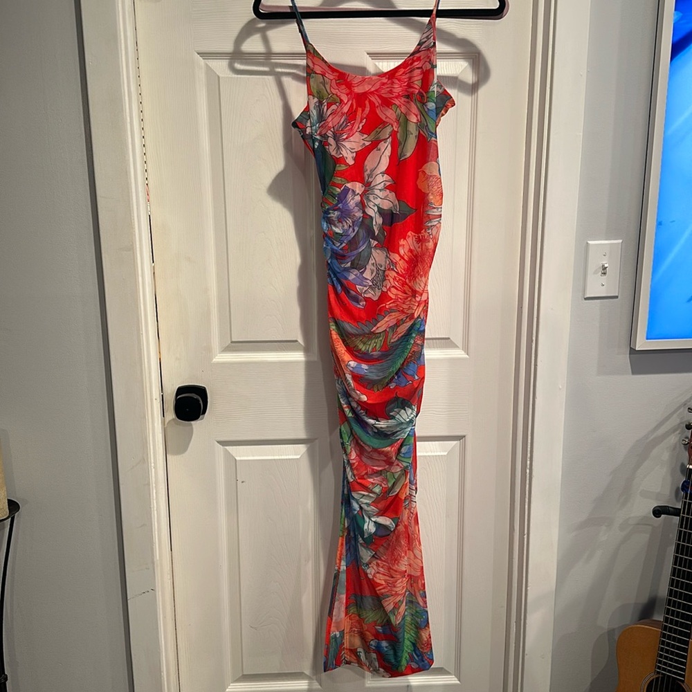 Long floral print dress